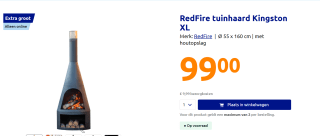 RedFire Kingston tuinhaard XL met houtopslag voor €99 in de Action webshop