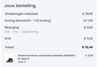 Code voor €7,50 extra korting op de sale bij Shoesme