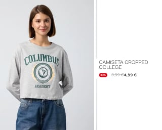 Camiseta Cropped para Mujer Columbus por 4.99€