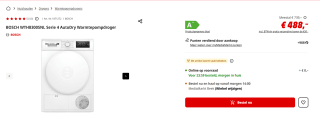 Bosch WTH8300SNL warmtepompdroger voor €488 bij de Mediamarkt
