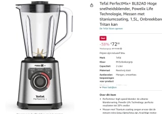 Tefal Perfectmix+ high speed blender voor €72,99 bij Amazon NL