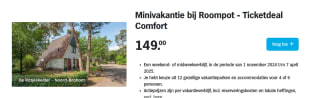 Vanaf €149 een weekend- of midweekverblijf, bij Roompot via de AH