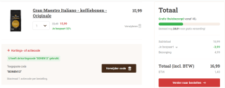 Kortingscode Koffievoordeelshop voor 25% korting op Gran Maestro koffiebonen