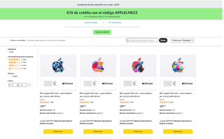 Código 10€ de regalo para Amazon al comprar Tarjetas de regalo Apple