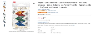 Maped Goma de Borrar - Colección Harry Potter Pack 3 Unidades por 1€