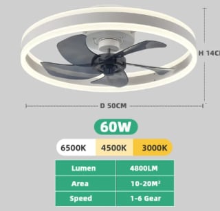 Slimme Afstandsbediening Plafondventilator met verlichting voor €43,47 dmv code bij Aliexpress