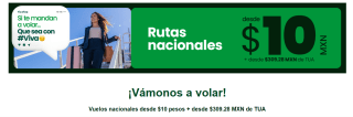 Vuelos Nacionales $10 + TUA en Viva Aerobus
