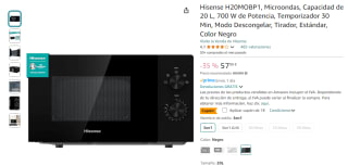 Hisense H20MOBP1, Microondas, Capacidad de 20 L, 700 W por 50,90€