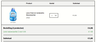 Lenor Fresh Air Ochtendfris Wasverzachter 2 stuks voor €5 bij Kruidvat