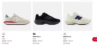 25% extra korting op de sale tot 50% korting bij New Balance