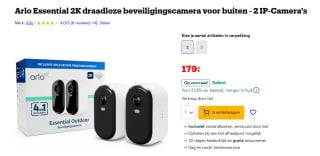 Arlo Essential 2K draadloze beveiligingscamera voor buiten - 2 IP-Camera's voor €179 bij Bol