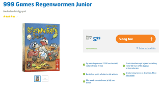 999 Games Regenwormen Junior voor €5,99 bij Trekpleister