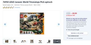 Lego Jurassic World 76950 voor €29,99 bij Toychamp