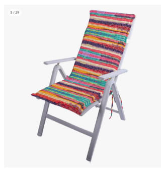 Cojín Acolchado de Esponja, con Almohada, con Goma y Correas de Sujeción, para Exteriores Terraza Jardín Viaje Playa, Jarapa Rainbow, 95x50x4cm por 13,49€ (8,09€ usuario nuevo) no se incluye tumbona