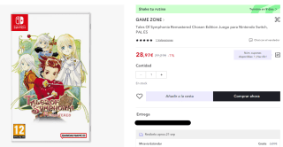 Videojuego Tales Of Symphonia Remastered para PS4 y Nintendo por 19,59€