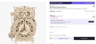 Marca Robotime Rokr-Reloj de búho 3D, creativo, de maderapor 19,54€ (11,72€ usuario nuevo)