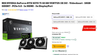 MSI RTX 5070 Ti 16GB Insprire 3x OC voor €799 bij Bol