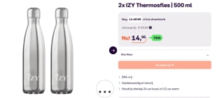 IZY Design Thermosfles 500 ml 2 stuks voor €14,95 bij Ibood