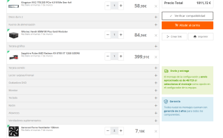 Configuración pc gamer solapando diferentes ofertas de aniversario de PC componentes por solo 1011€