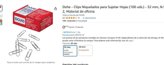 Dohe - Clips Niquelados para Sujetar Hojas (100 uds.) - 32 mm, N.º 2