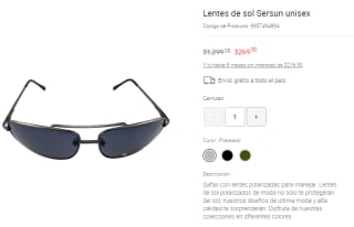 Lentes de Sol Sersun Unisex por $269 en Liverpool