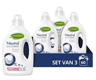 Korting bij Amazon op Neutral Kleur Vloeibaar Wasmiddel, parfumvrij en hypoallergeen - 3 x 20 wasbeurten - Voordeelverpakking