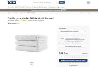 Toalla de lavabo 40x60 blanca a solo 1€