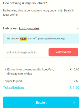 Tripper kortingscode voor €2,50 korting