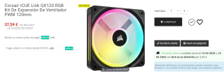 Kit de Expansión de Ventilador PWM 120mm Corsair ICUE Link QX120 RGB por 37.59€