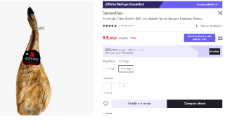 Paleta de Cebo Ibérica 50% raza ibérica Sierra Nevada de 4.5 a 5 Kg por 40.95€