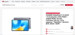 Tablette 11.5" Huawei MatePad 11.5 (2023) - FullView 120 Hz (2200x1440) RAM 6 Go, 128 Go à 249,99€