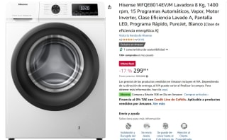 Lavadora de 8kg marca Hisense WFQE8014EVJM por 299,99€