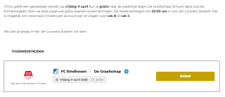 Gratis naar de voetbalwedstrijd FC Eindhoven - De Graafschap via Timco