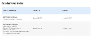 Oferta entrada Selwo Marina General por 15,90€
