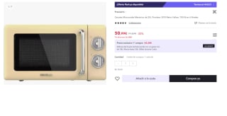 ProClean 3010 Retro Yellow Microondas mecánico de 20 L y 700 W. por 50.99€ (Cuenta Nueva 38.99€)