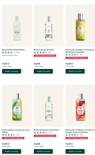 -50% de Descuento en Body Mist desde The Body Shop.