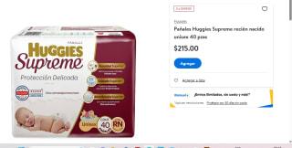 2 Packs de Pañales Huggies Supreme a $349 en Walmart