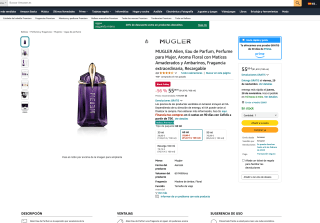 MUGLER Alien Eau de Parfum Aroma Floral con Matices Amaderados y Ambarinos extraordinaria 60ml Recargable por 55€