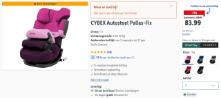 CYBEX Autostoel Pallas-Fix roze voor €83,99 bij Lidl