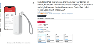 SwitchBot thermo-hygrometer voor binnen en buiten voor €13,99 bij Amazon