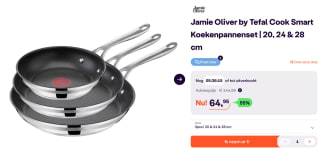 Jamie Oliver by Tefal Cook Smart 3-delige koekenpannenset 20, 24 & 28 cm voor €64,95 bij iBOOD
