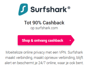 90% cashback op een Surfshark abonnement via CashbackXL