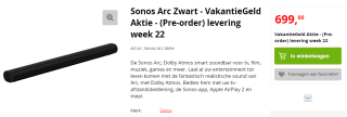 Sonos Arc zwart voor €699 bij Apollo