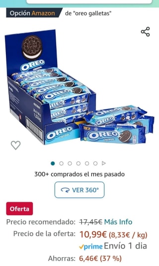 Oreo Original Galletas de Cacao Rellenas de Crema Sabor Vainilla Caja de 20 paquetes x 66g por 10,44€.