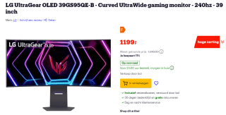 LG UltraGear OLED 39GS95QE-B 39" Curved UltraWide gaming monitor voor €1.199 bij Bol.com