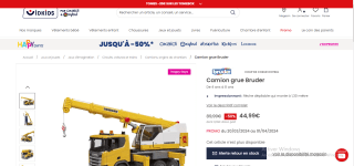 Camion grue Bruder à 44,99€