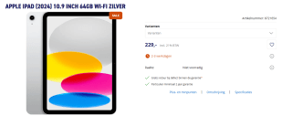 Apple iPad (2024, geen usb-lader) Wi-Fi 64GB Zilver voor €229 bij Azerty