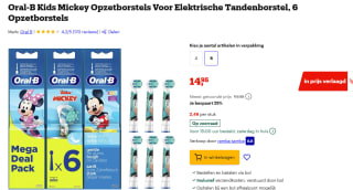 Oral-B Kids Mickey Opzetborstels Voor Elektrische Tandenborstel, 6 Opzetborstels voor €14,95 bij Bol