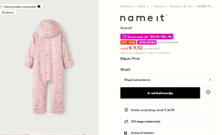 NAME IT Overall in Pink maat 50/56 voor €9,52 bij About You