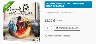 Juego de Cartas La Leyenda de los Cinco Anillos por 12€